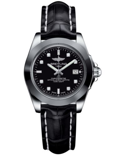 Breitling Galactic 32 Sleek Edition Paslanmaz Çelik / Trophy Siyah Elmas / Croco, referans W7133012/BF63/777P/A14BA.1