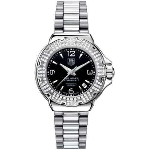 TAG Heuer Formula 1 Quartz 37 Paslanmaz Çelik / Elmas / Siyah / Bilezik, referans WAC1214.BA0852