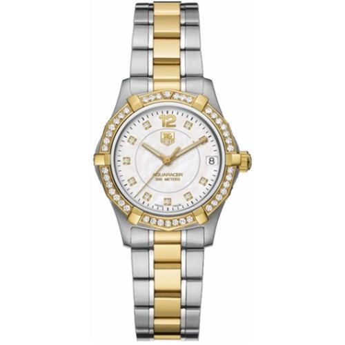 TAG Heuer Aquaracer 300M Quartz 32 Stainless Steel / Yellow Gold / Diamond / MOP - Diamond / Bracelet, reference WAF1350.BB0820