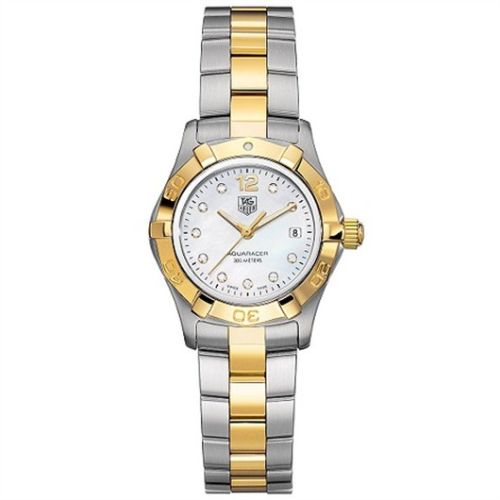TAG Heuer Aquaracer 300M Quartz 27 Stainless Steel / Yellow Gold / MOP - Diamond / Bracelet, reference WAF1425.BB0814