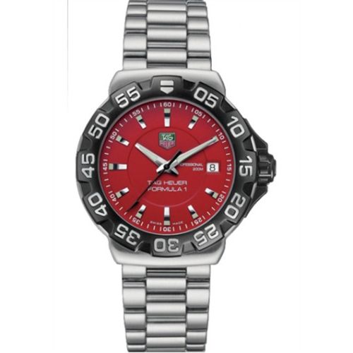 TAG Heuer Formula 1 Quartz 41 Paslanmaz Çelik / Kırmızı / Bilezik, referans WAH1112.BA0850