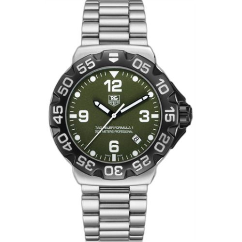 TAG Heuer Formula 1 Quartz 41 Paslanmaz Çelik / Yeşil / Bilezik, referans WAH1113.BA0858