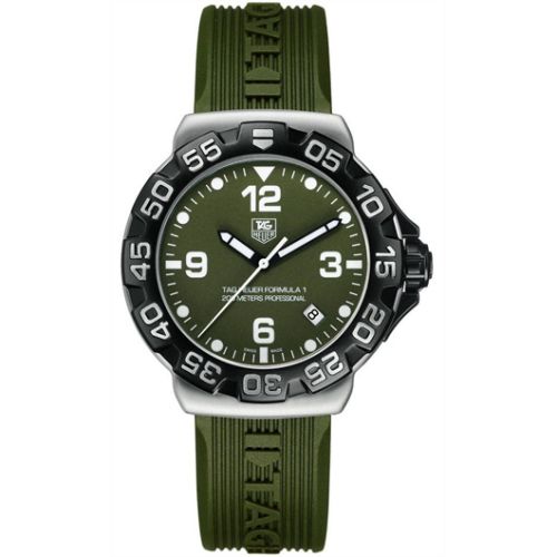 TAG Heuer Formula 1 Quartz 41 Paslanmaz Çelik / Yeşil / Kauçuk, referans WAH1113.FT6025