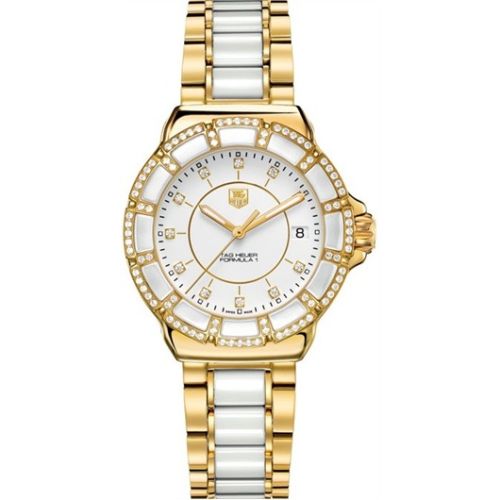 TAG Heuer Formula 1 Quartz 37 Sarı Altın PVD / Elmas / Beyaz / Bilezik, referans WAH1222.BB0866