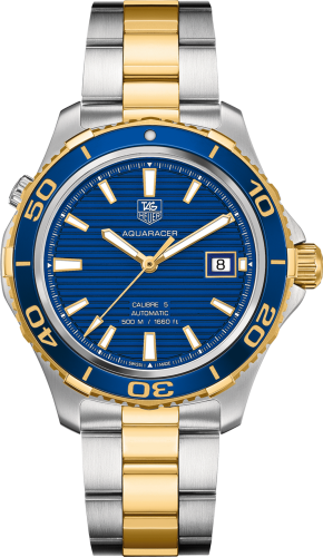 TAG Heuer Aquaracer 500M Calibre 5 41 Stainless Steel / Yellow Gold / Blue / Bracelet, reference WAK2120.BB0835