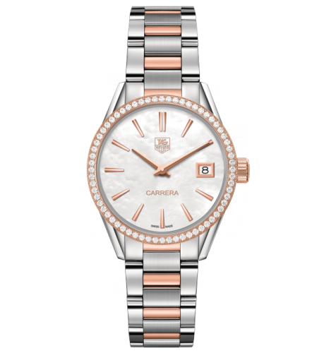 TAG Heuer Carrera Lady Quartz 32 Stainless Steel / Rose Gold / Diamond / MOP / Bracelet, reference WAR1353.BD0779