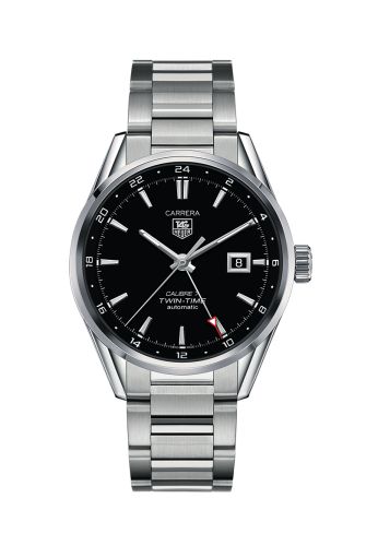 TAG Heuer Calibre 7 Twin Time Stainless Steel / Black / Bracelet 41mm, reference WAR2010.BA0723