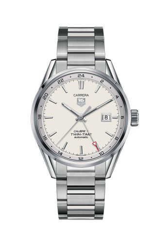 TAG Heuer Calibre 7 Twin Time Stainless Steel / Silver / Bracelet 41mm, reference WAR2011.BA0723
