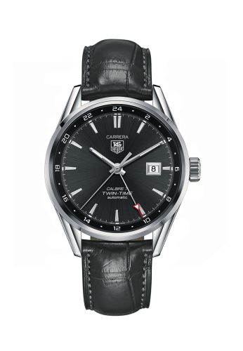 TAG Heuer Calibre 7 Twin Time Stainless Steel / Gray / Alligator 41mm, reference WAR2012.FC6326