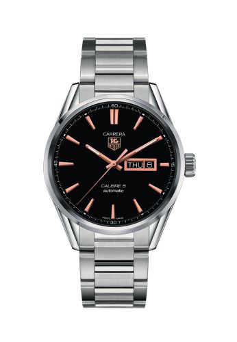 TAG Heuer Carrera Calibre 5 Day Date Stainless Steel / Black / Bracelet 41mm, reference WAR201C.BA0723