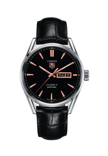 TAG Heuer Carrera Calibre 5 Day Date Stainless Steel / Black / Alligator, reference WAR201C.FC6266