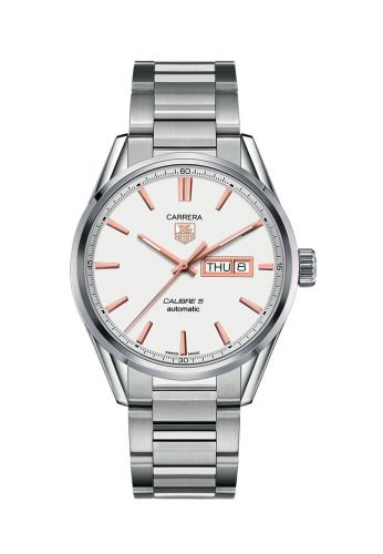 TAG Heuer Carrera Calibre 5 Day Date Stainless Steel / Silver / Bracelet, reference WAR201D.BA0723