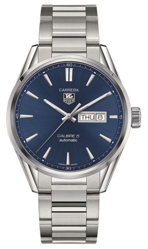 TAG Heuer Carrera Calibre 5 Day Date Stainless Steel / Blue / Bracelet 41mm, reference WAR201E.BA0723