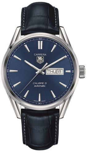 TAG Heuer Carrera Calibre 5 Day Date Stainless Steel / Blue / Alligator, reference WAR201E.FC6292