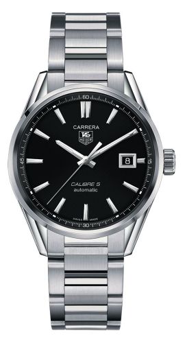 TAG Heuer Carrera Calibre 5 39 Stainless Steel / Black / Bracelet, reference WAR211A.BA0782