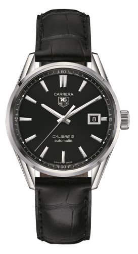 TAG Heuer Carrera Calibre 5 39 Stainless Steel / Black / Alligator, reference WAR211A.FC6180