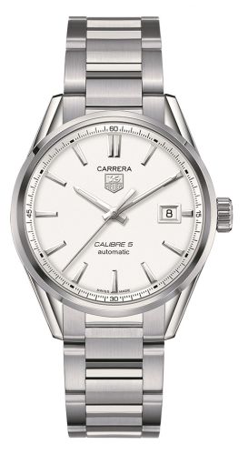 TAG Heuer Carrera Calibre 5 39 Stainless Steel / Silver / Bracelet, reference WAR211B.BA0782