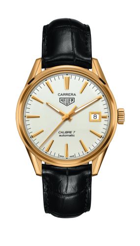 TAG Heuer Carrera Calibre 7 39 Yellow Gold / Silver / Alligator, reference WAR2140.FC8159