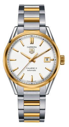 TAG Heuer Carrera Calibre 5 39 Stainless Steel / Yellow Gold / Silver / Bracelet, reference WAR215B.BD0783