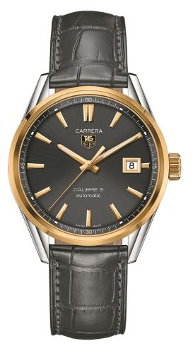 TAG Heuer Carrera Calibre 5 39 Stainless Steel / Yellow Gold / Gray / Alligator, reference WAR215C.FC6336