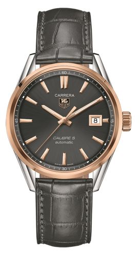 TAG Heuer Carrera Calibre 5 39 Stainless Steel / Rose Gold / Gray / Alligator, reference WAR215E.FC6336