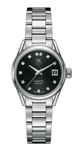 TAG Heuer Carrera Calibre 9 28 Stainless Steel / Black - Diamond / Bracelet, reference WAR2413.BA0770