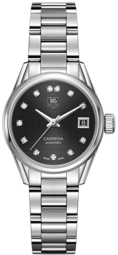 TAG Heuer Carrera Calibre 9 28 Stainless Steel / Black - Diamond / Bracelet, reference WAR2413.BA0776