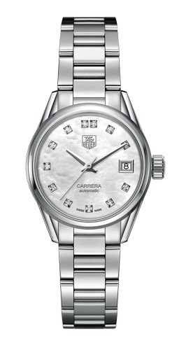 TAG Heuer Carrera Calibre 9 28 Stainless Steel / MOP - Diamond / Bracelet, reference WAR2414.BA0770
