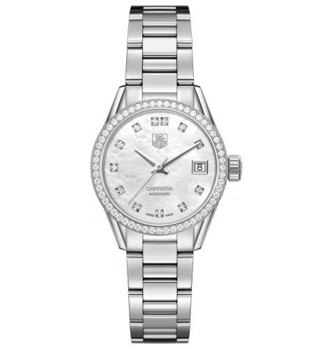 TAG Heuer Carrera Calibre 9 28 Stainless Steel / Diamond / MOP - Diamond / Bracelet, reference WAR2415.BA0770