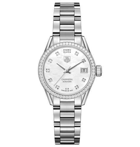 TAG Heuer Carrera Calibre 9 28 Stainless Steel / Diamond / MOP - Diamond / Bracelet, reference WAR2415.BA0776