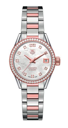 TAG Heuer Carrera Calibre 9 28 Stainless Steel / Rose Gold / Diamond / MOP - Diamond / Bracelet, reference WAR2453.BD0772