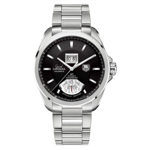 Grand Carrera Calibre 8 RS Grande Date GMT Paslanmaz Çelik / Siyah / Bilezik 42.5 mm