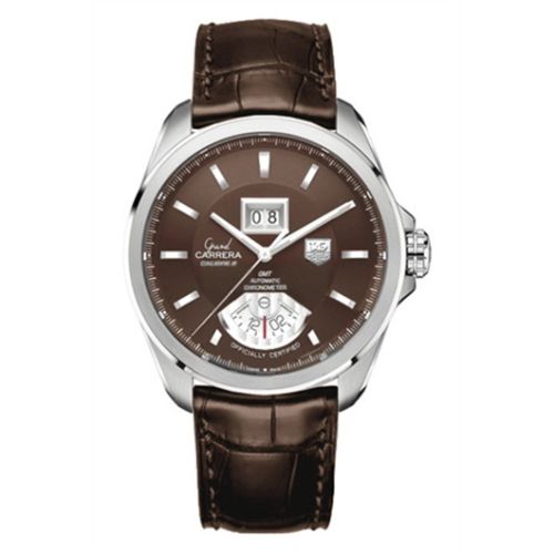 Grand Carrera Calibre 8 RS Grande Date GMT Paslanmaz Çelik / Kahverengi / Alligator 42.5 mm