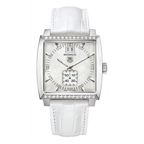 TAG Heuer Monaco Quartz Big Date Paslanmaz Çelik / Elmas / MOP / Alligator, referans WAW1313.FC6247