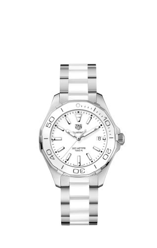TAG Heuer Aquaracer 300M Quartz 35 Paslanmaz Çelik / Beyaz / Bilezik, referans WAY131B.BA0914