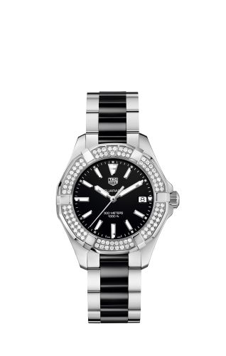 TAG Heuer Aquaracer 300M Quartz 35 Paslanmaz Çelik / Elmas / Siyah / Bilezik, referans WAY131E.BA0913