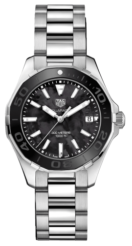 TAG Heuer Aquaracer 300M Quartz 35 Paslanmaz Çelik / Siyah MOP / Bilezik, referans WAY131K.BA0748