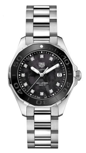 TAG Heuer Aquaracer 300M Quartz 35 Paslanmaz Çelik / Siyah MOP - Elmas / Bilezik, referans WAY131M.BA0748