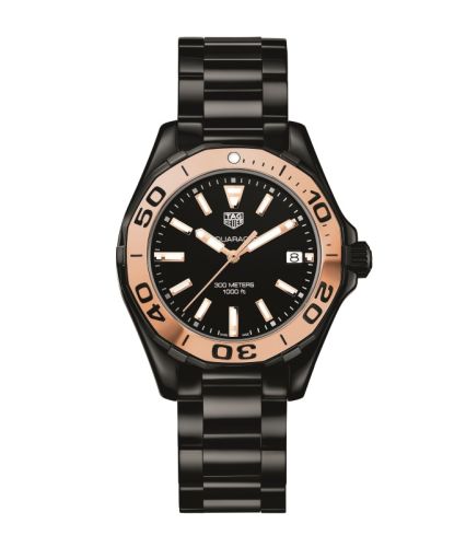 TAG Heuer Aquaracer 300M Quartz 35 Seramik / Pembe Altın / Siyah / Bilezik, referans WAY1355.BH0716