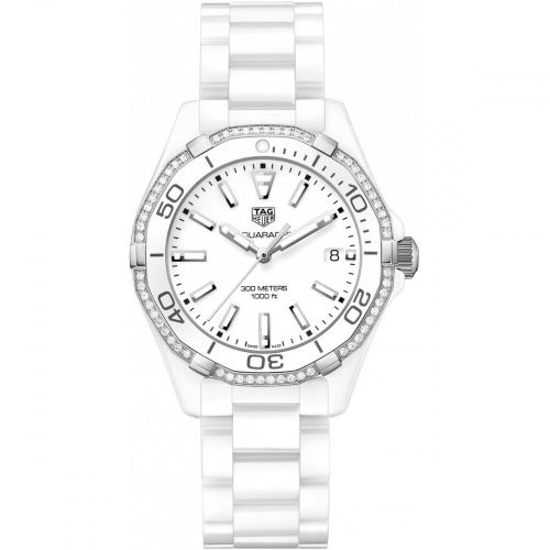 TAG Heuer Aquaracer 300M 35 Seramik / Elmas / Beyaz / Bilezik, referans WAY1396.BH0717