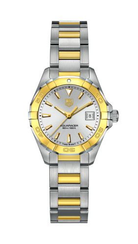 TAG Heuer Aquaracer 300M Quartz 27 Paslanmaz Çelik / Sarı Altın / Gümüş / Bilezik, referans WAY1455.BD0922