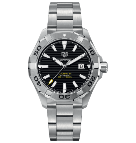 TAG Heuer Aquaracer 300M Calibre 5 41 Paslanmaz Çelik / Siyah / Steel 43mm, referans WAY2010.BA0927