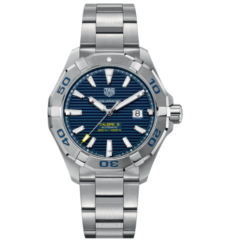 TAG Heuer Aquracer 300M Calibre 5 43 Paslanmaz Çelik / Mavi / Bilezik, referans WAY2012.BA0927