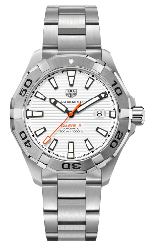 TAG Heuer Aquracer 300M Calibre 5 43 Paslanmaz Çelik / Beyaz / Bilezik, referans WAY2013.BA0927