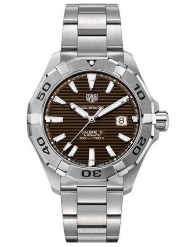 TAG Heuer Aquaracer 300M Calibre 5 43 Paslanmaz Çelik / Kahverengi / Bilezik, referans WAY2018.BA0927