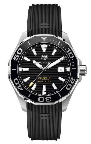 TAG Heuer Aquaracer 300M Calibre 5 43 Paslanmaz Çelik / Siyah / Kauçuk, referans WAY201A.FT6069