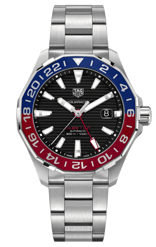 TAG Heuer Aquaracer 300M Calibre 7 GMT Paslanmaz Çelik / Siyah / Bilezik, referans WAY201F.BA0927