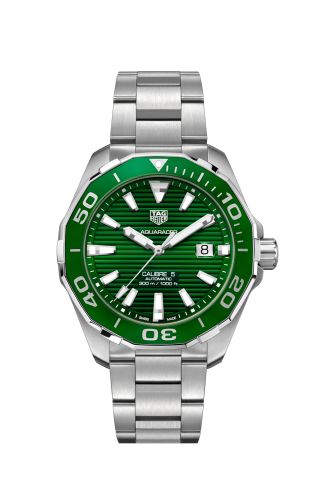 TAG Heuer Aquaracer 300M Calibre 5 41 Paslanmaz Çelik / Yeşil / Steel 43mm, referans WAY201S.BA0927