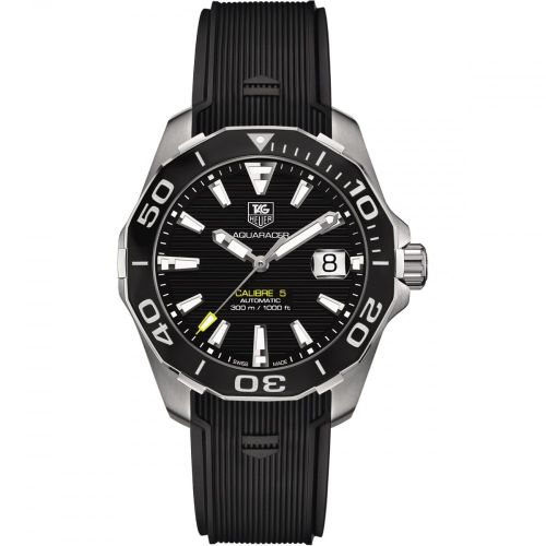 TAG Heuer Aquaracer 300M Calibre 5 41 Paslanmaz Çelik / Siyah / Kauçuk, referans WAY211A.FT6068