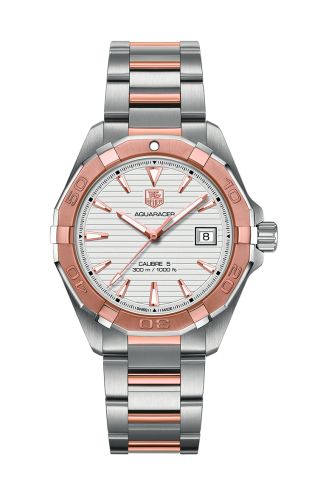 TAG Heuer Aquaracer 300M Calibre 5 40.5 Paslanmaz Çelik / Pembe Altın / Gümüş / Bilezik, referans WAY2150.BD0911